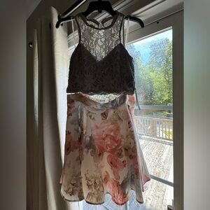 Dillards two piece floral prom dress